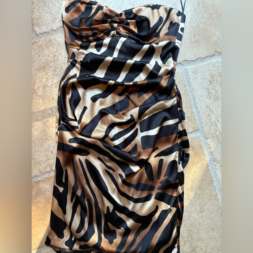 Cache strapless animal print dress